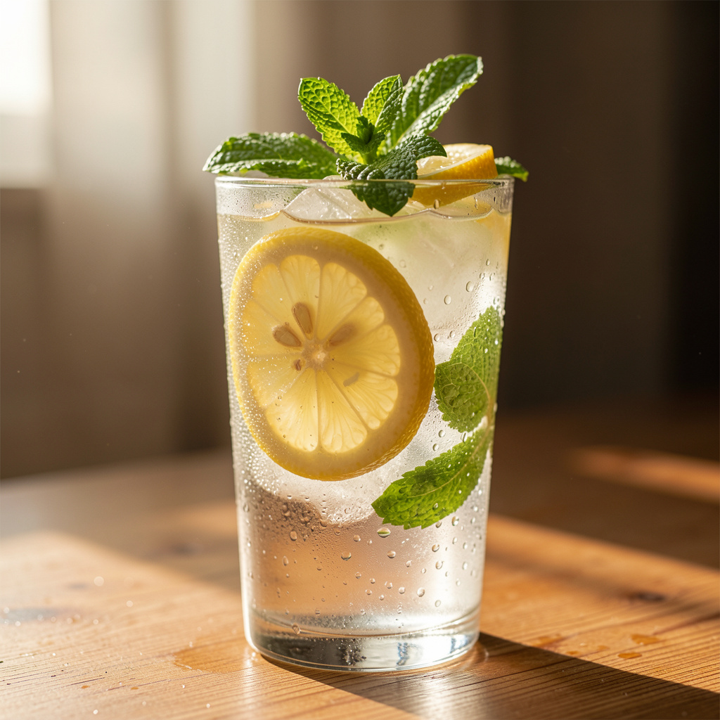 Lasi vettä tai sitruunavettä, nesteytys aamulla